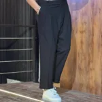 شلوار مام فیت پارچه ای بزیاق ترک ساده - Image 9