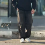 شلوار بگ پیله دار جین کمر کش - Image 2