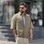 پیراهن نخی آستین کوتاه اسلپ قواره بزرگ