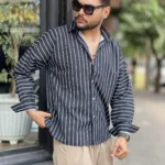 پیراهن تنسل آستین بلند راه راه مردانه - Image 6