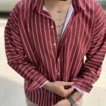 پیراهن تنسل آستین بلند راه راه مردانه - Image 3