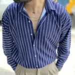 پیراهن تنسل آستین بلند راه راه مردانه - Image 10