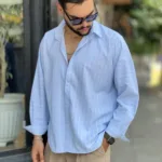 پیراهن تنسل آستین بلند راه راه مردانه - Image 14