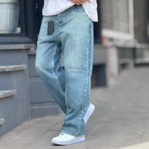 شلوار جین بگ سنگشور آبی یخی