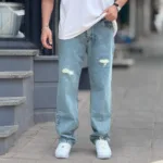 شلوار جین بگ زاپ دار آبی کد 3/84 - Image 2