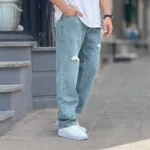 شلوار جین بگ زاپ دار آبی کد 3/84 - Image 3