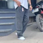 شلوار جین بگ ساده دودی کد 6746