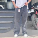 شلوار جین بگ ساده دودی کد 6746 - Image 2