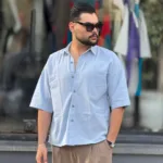 پیراهن لینن مردانه آستین کوتاه خنک تابستانه - Image 2