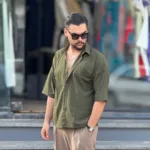 پیراهن لینن مردانه آستین کوتاه خنک تابستانه - Image 8