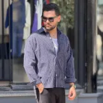 پیراهن مردانه آستین بلند لینن راه راه - Image 3