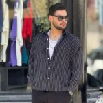 پیراهن مردانه آستین بلند لینن راه راه - Image 5