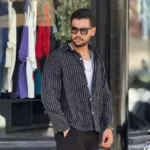 پیراهن مردانه آستین بلند لینن راه راه