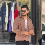 پیراهن مردانه آستین بلند لینن راه راه - Image 2