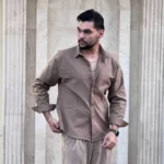 پیراهن مردانه آستین بلند لینن ساده - Image 9