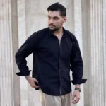 پیراهن مردانه آستین بلند لینن ساده - Image 6