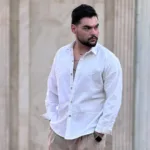 پیراهن مردانه آستین بلند لینن ساده - Image 4