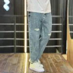 شلوار مام فیت جین مردانه زاپدار آبی سنگشور کد 3/803 - Image 3