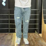 شلوار مام فیت جین مردانه زاپدار آبی سنگشور کد 3/803 - Image 2