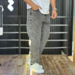 شلوار مام فیت جین مردانه دودی کد 3/1083