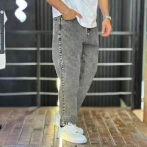 شلوار مام فیت جین مردانه دودی کد 3/1083