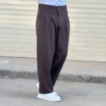 شلوار پارچه ای بگ مردانه بزیاق پیله دار - Image 6