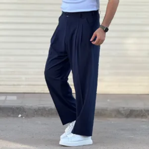 شلوار پارچه ای بگ مردانه بزیاق پیله دار