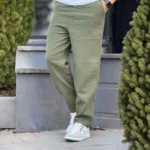 شلوار نیم بگ کنفی کمر کش ضخیم 505