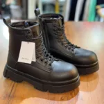 بوت مردانه مشکی بند دار بغل زیپ برشکا - Image 3