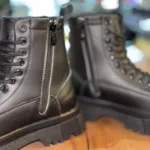 بوت مردانه مشکی بند دار بغل زیپ برشکا - Image 2