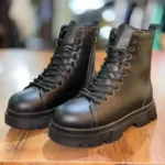 بوت مردانه مشکی بند دار بغل زیپ برشکا