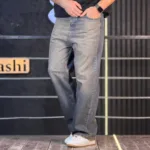 شلوار جین بگ آبی تیره تینت قهوه ای 4/346 - Image 3