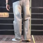 شلوار جین بگ دودی روشن زانو زاپ 4/397 - Image 4