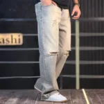 شلوار جین بگ دودی روشن زانو زاپ 4/397 - Image 2