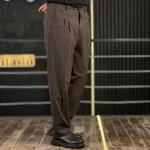 شلوار پارچه ای کلاسیک نیم بگ مردانه بزیاق پیله دار - Image 2