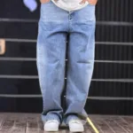 شلوار جین بگ ساده آبی تینت یخی 4/340 - Image 3