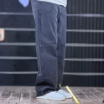 شلوار جین بگ ساده دودی تیره 4/687 - Image 3