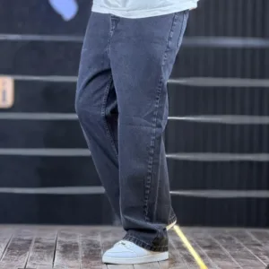 شلوار جین بگ ساده دودی تیره 4/687