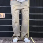 شلوار جین بگ زخمی آبی تینت قهوه ای 4/464 - Image 2