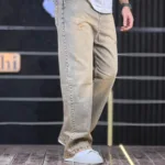 شلوار جین بگ زخمی آبی تینت قهوه ای 4/464 - Image 3