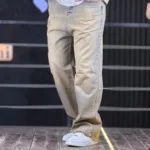 شلوار جین بگ زخمی آبی تینت قهوه ای 4/464