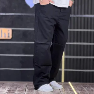 شلوار جین بگ ساده مشکی 4/568